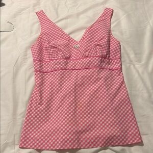 Lilly Pulitzer Pink Checkered Cotton Top